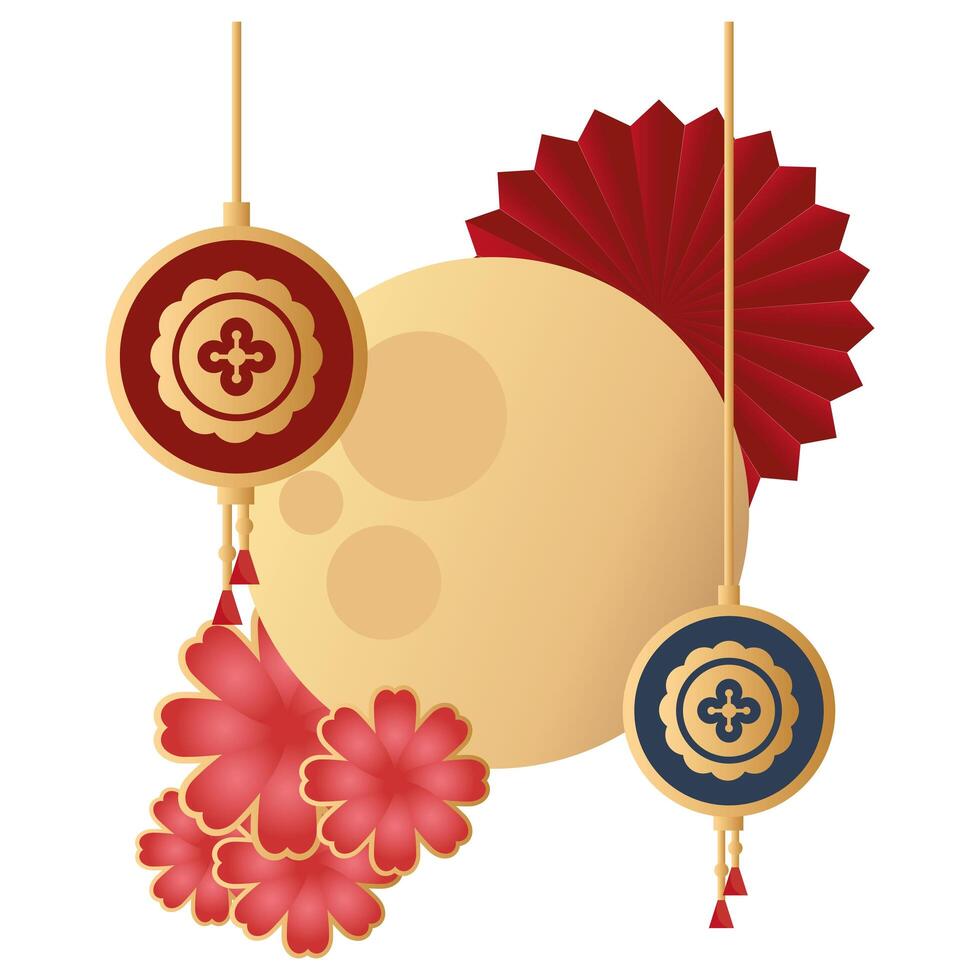 mid autumn festival moon icon vector