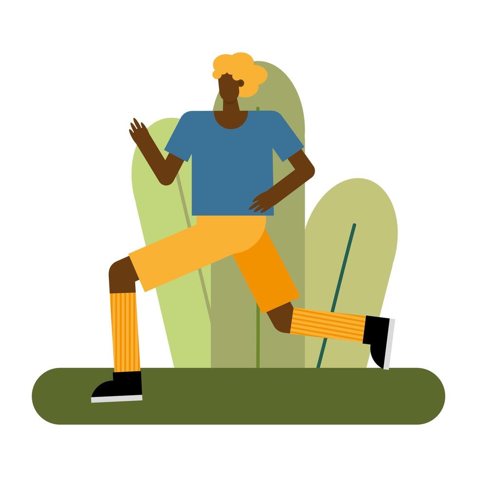 young black man running in park vector