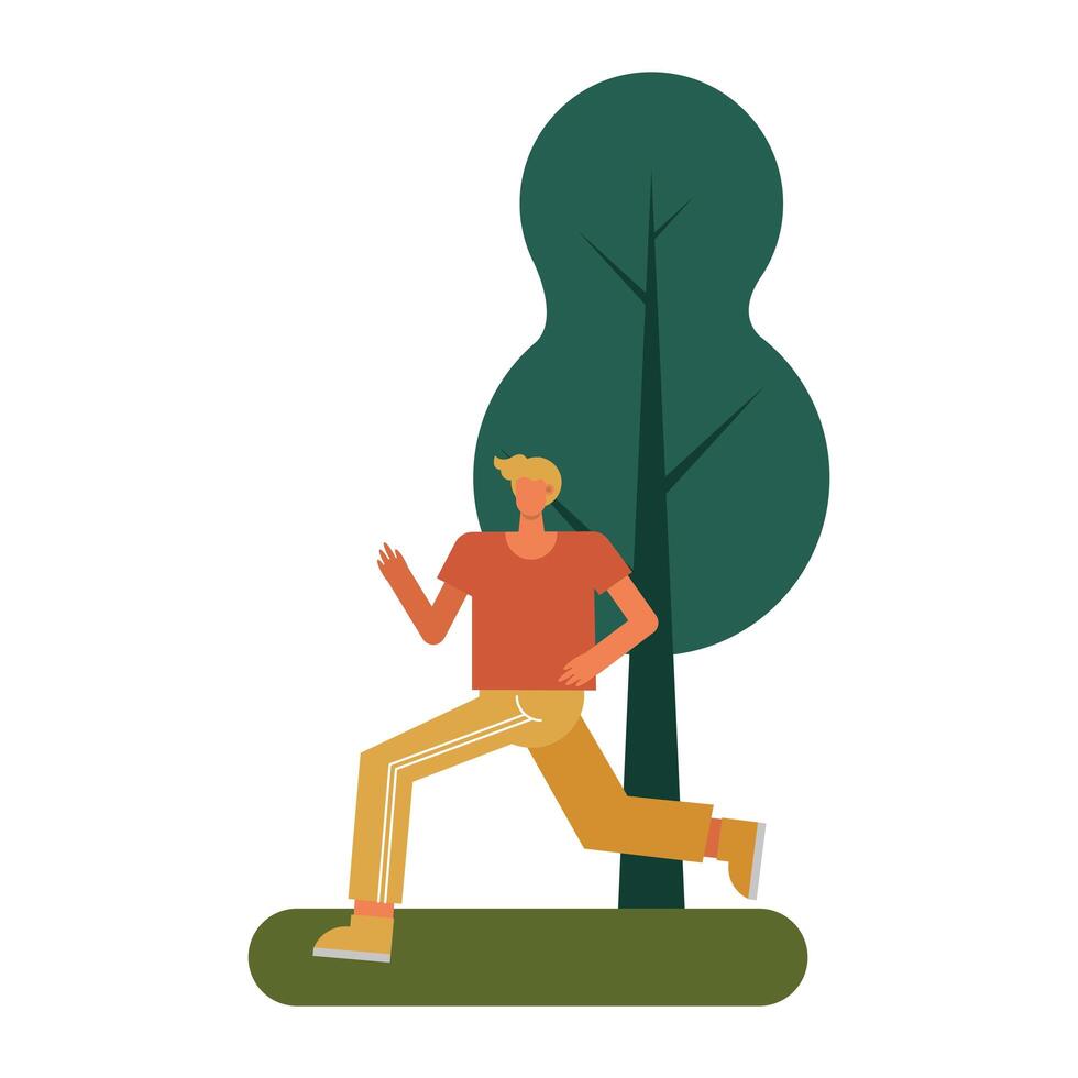 young man running in park vector