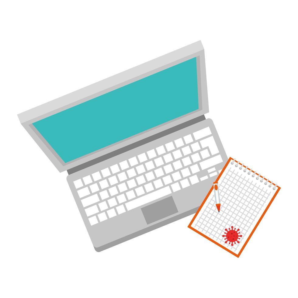 laptop for education online by covid 19 vector