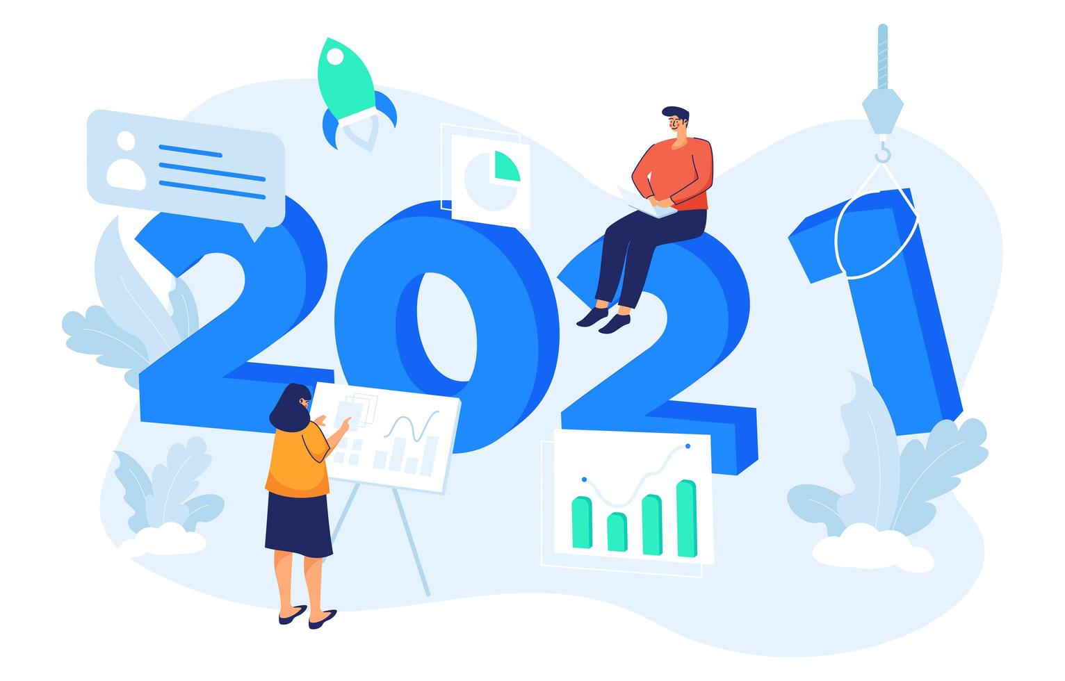 Happy New Year 2021 Business Goals Concept vector