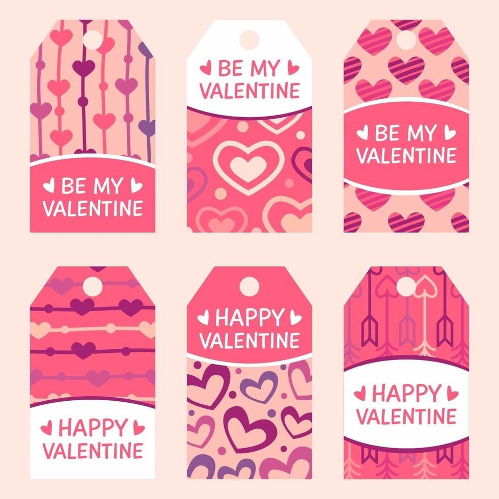 Cute Valentine's labels collection vector