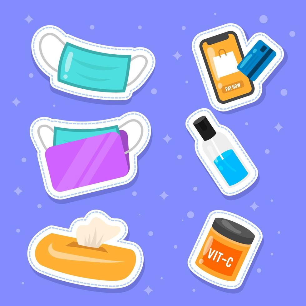 New Normal Protocol Everyday Starter Pack Sticker Collection vector