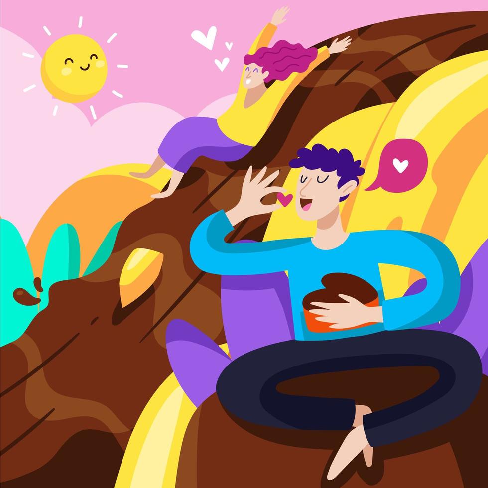 Enjoy The Valentine in Chocolate Fantasy Land vector