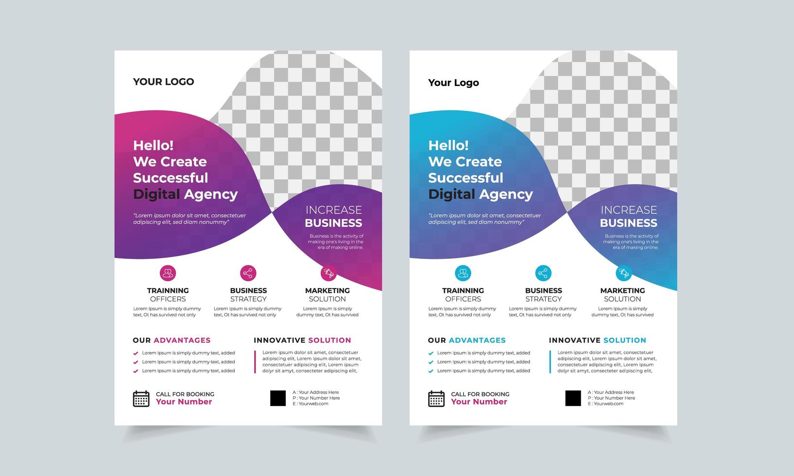 Corporate business flyer design template, creative brochure poster cover, color a4 print ready flyer vector