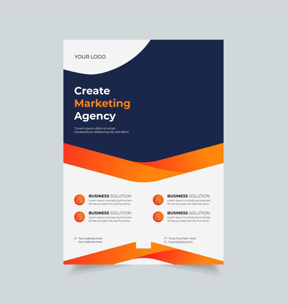 Corporate business flyer design template, creative brochure poster cover, color a4 print ready flyer vector