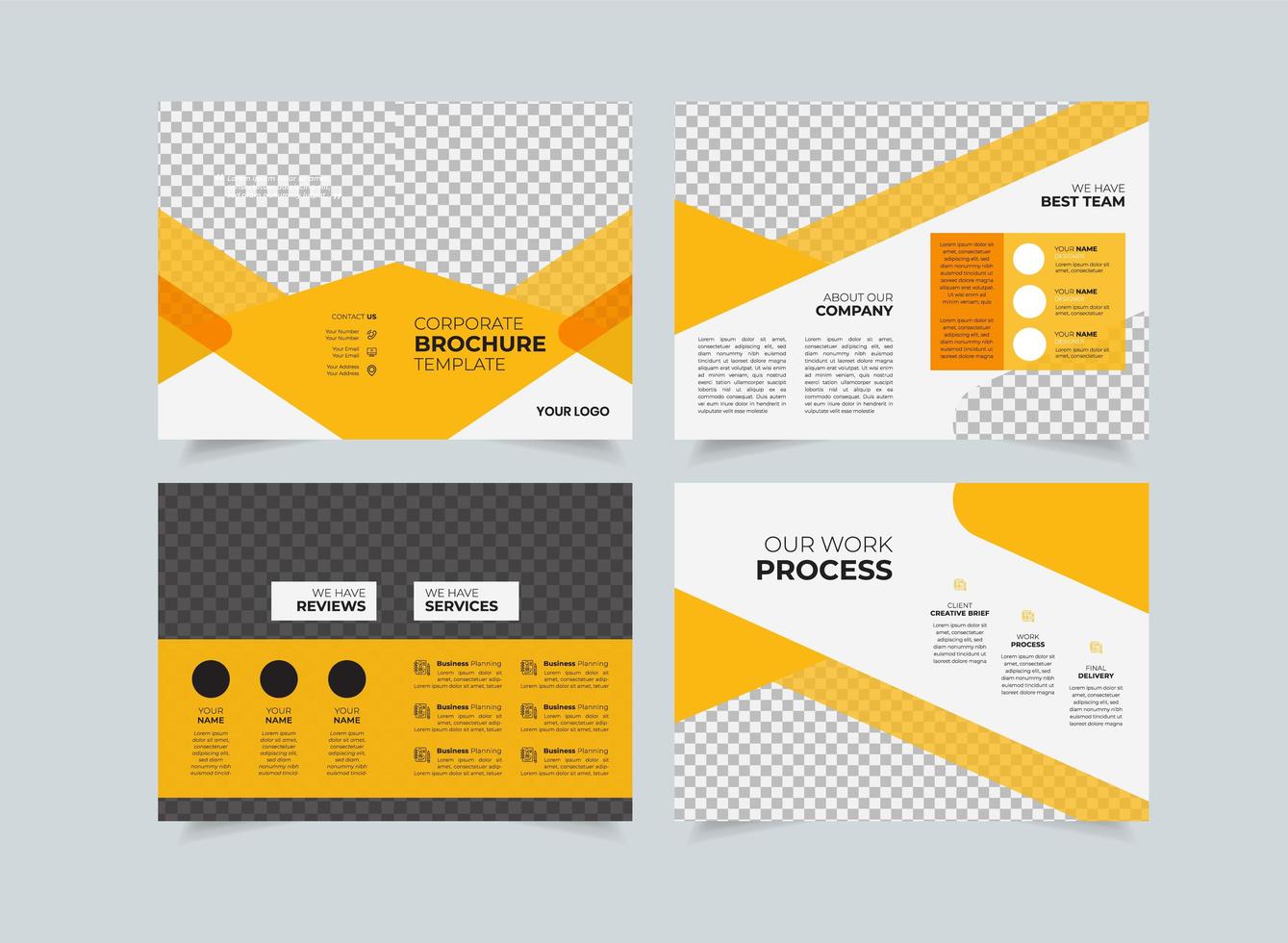 propuesta de empresa plantilla creativa, diseño de folletos multipropósito, diseño geométrico propsal de negocios, formato vertical a4 vector