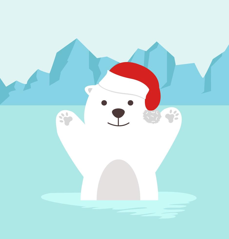 cartoon polar bear in the Arctic vector