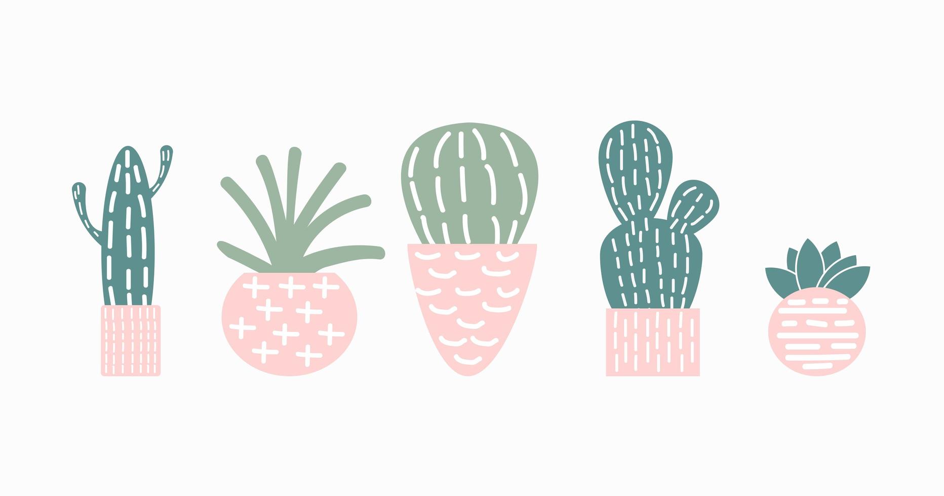 conjunto de ilustración de vector de cactus