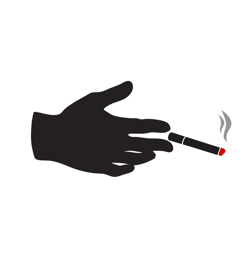 hand with Cigarette silhouette vector