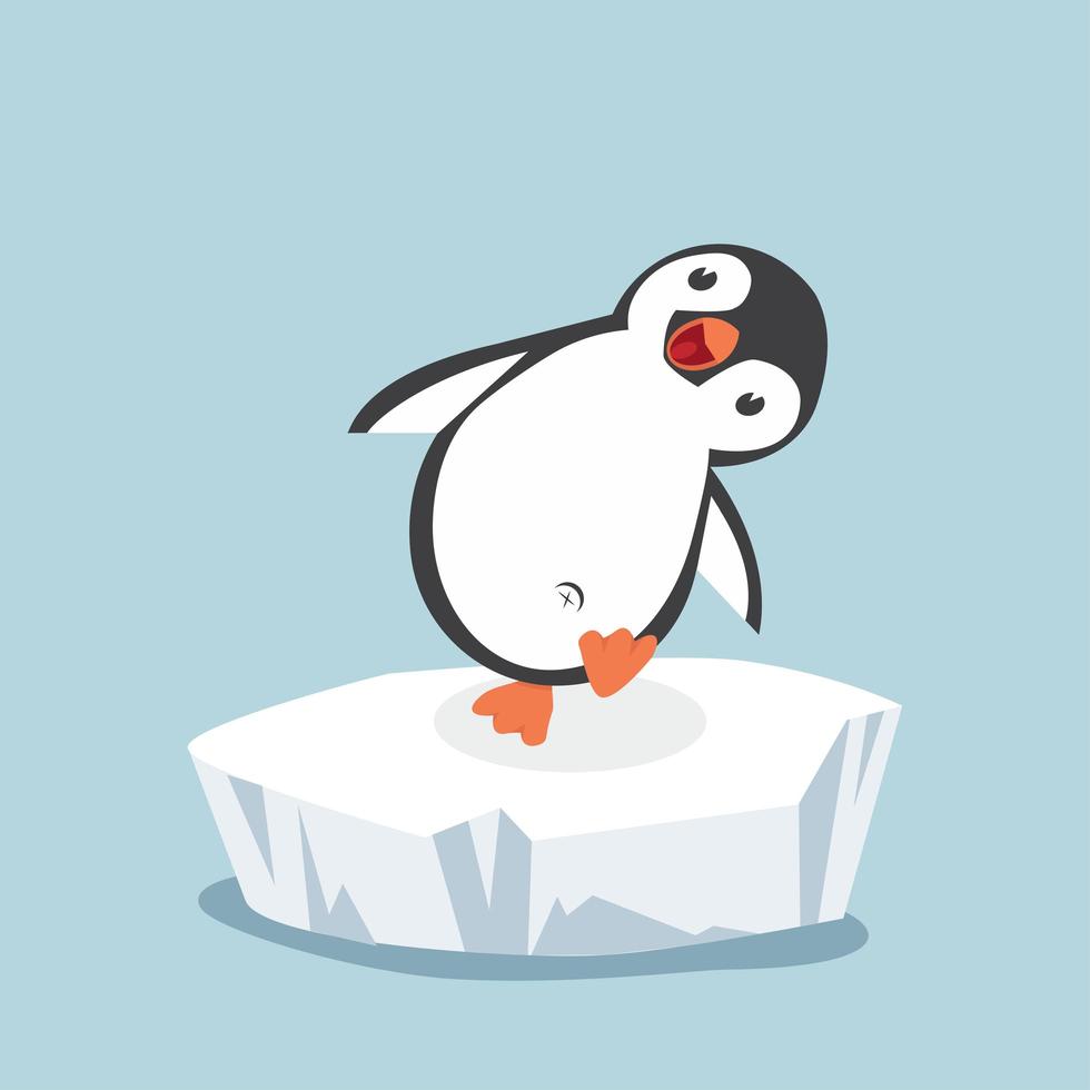 funny penguin on ice floe vector