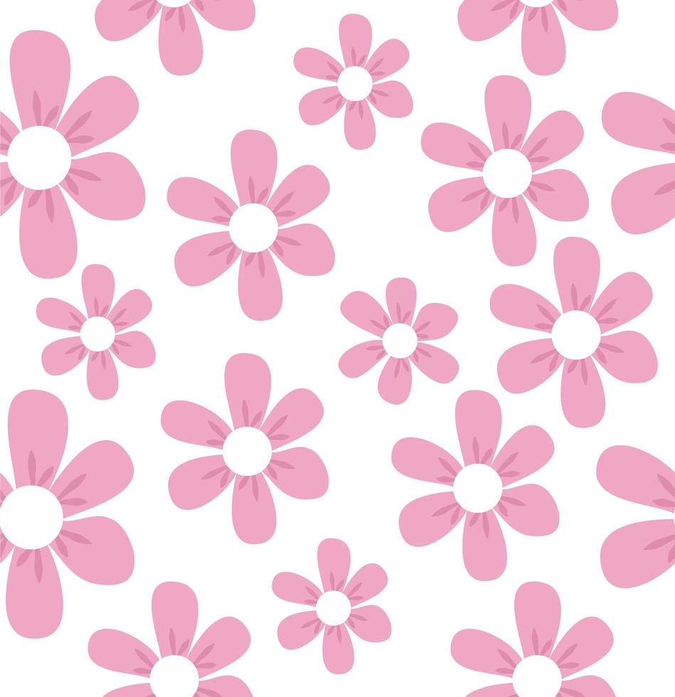 hermosas flores rosadas de patrones sin fisuras vector