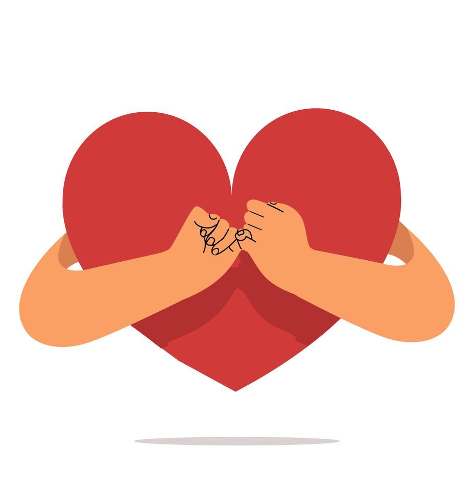 pinky promise hand gesture with heart vector