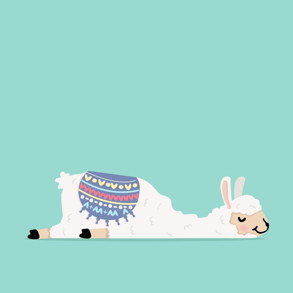 cute cartoon llama laying down vector