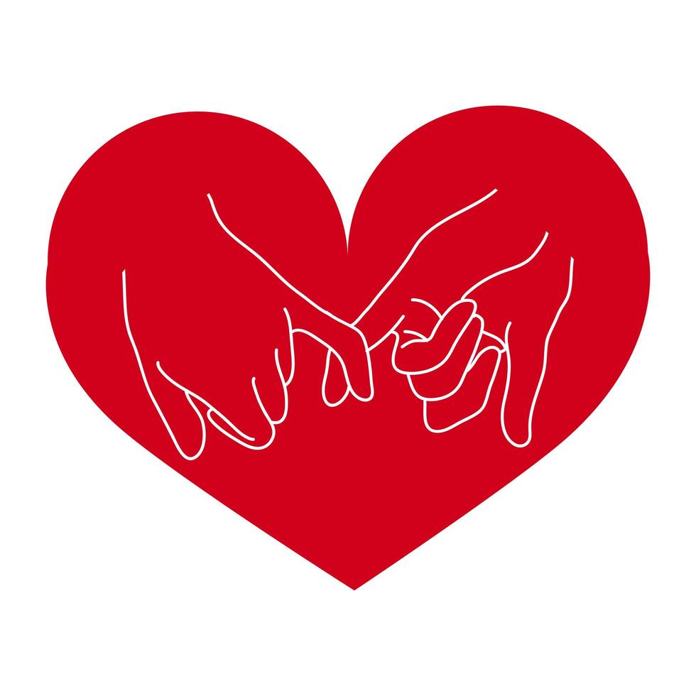 pinky promise hand gesture with heart vector