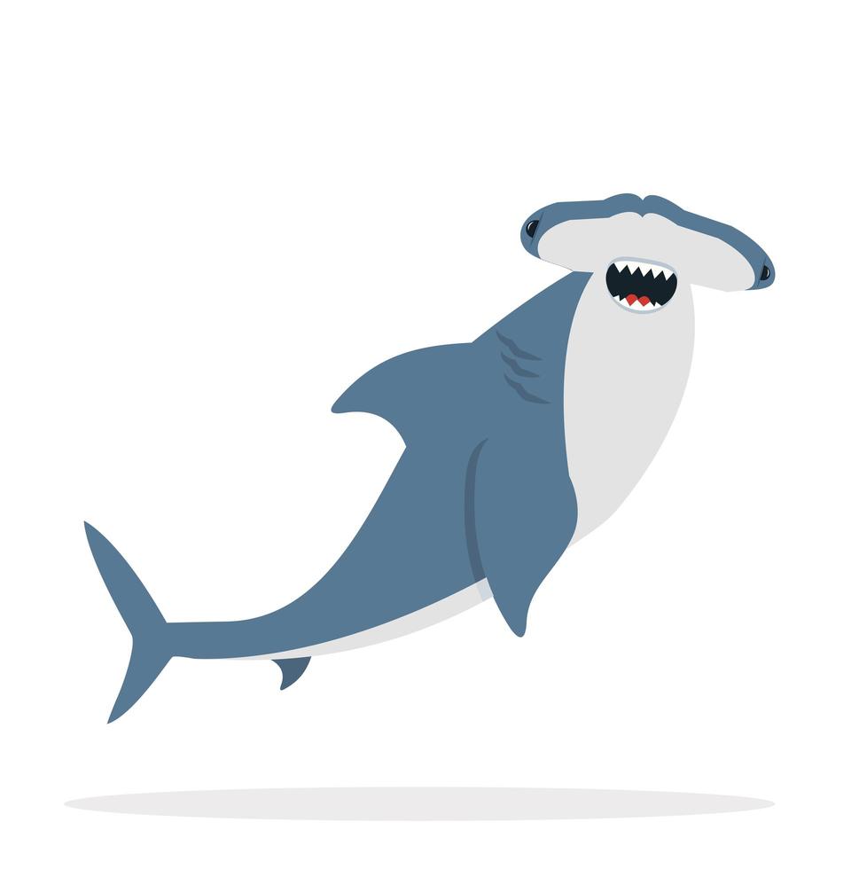 cute flat Hammerhead shark vector