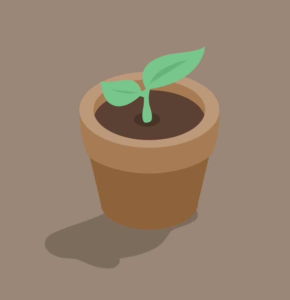 planta en una maceta estilo isométrico vector