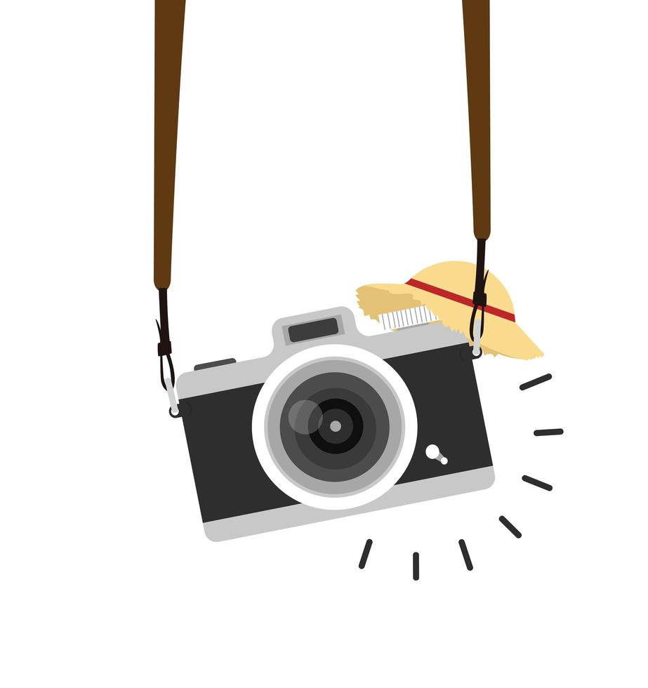 hanging camera vector with summer hat
