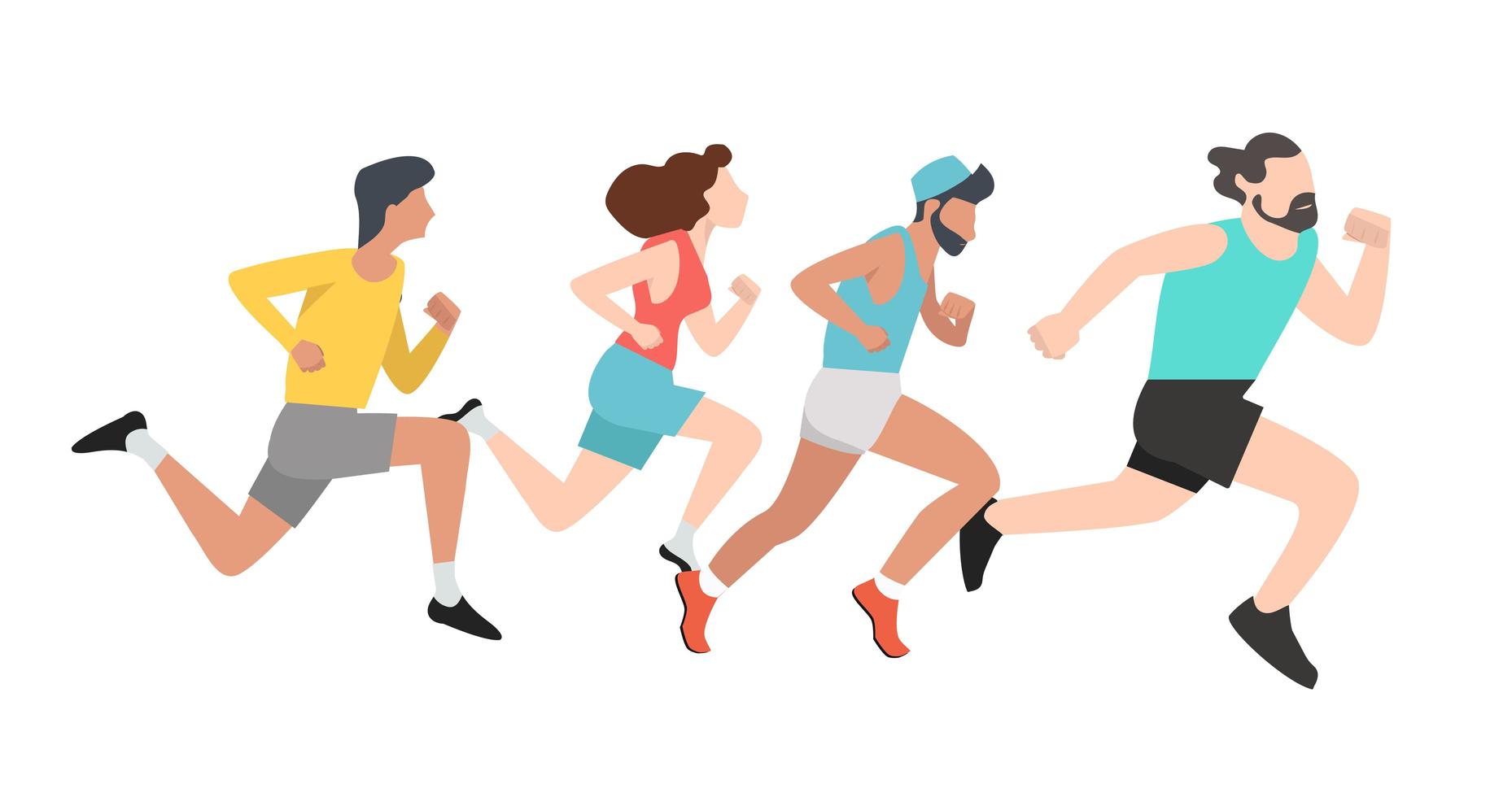 group of people running vector