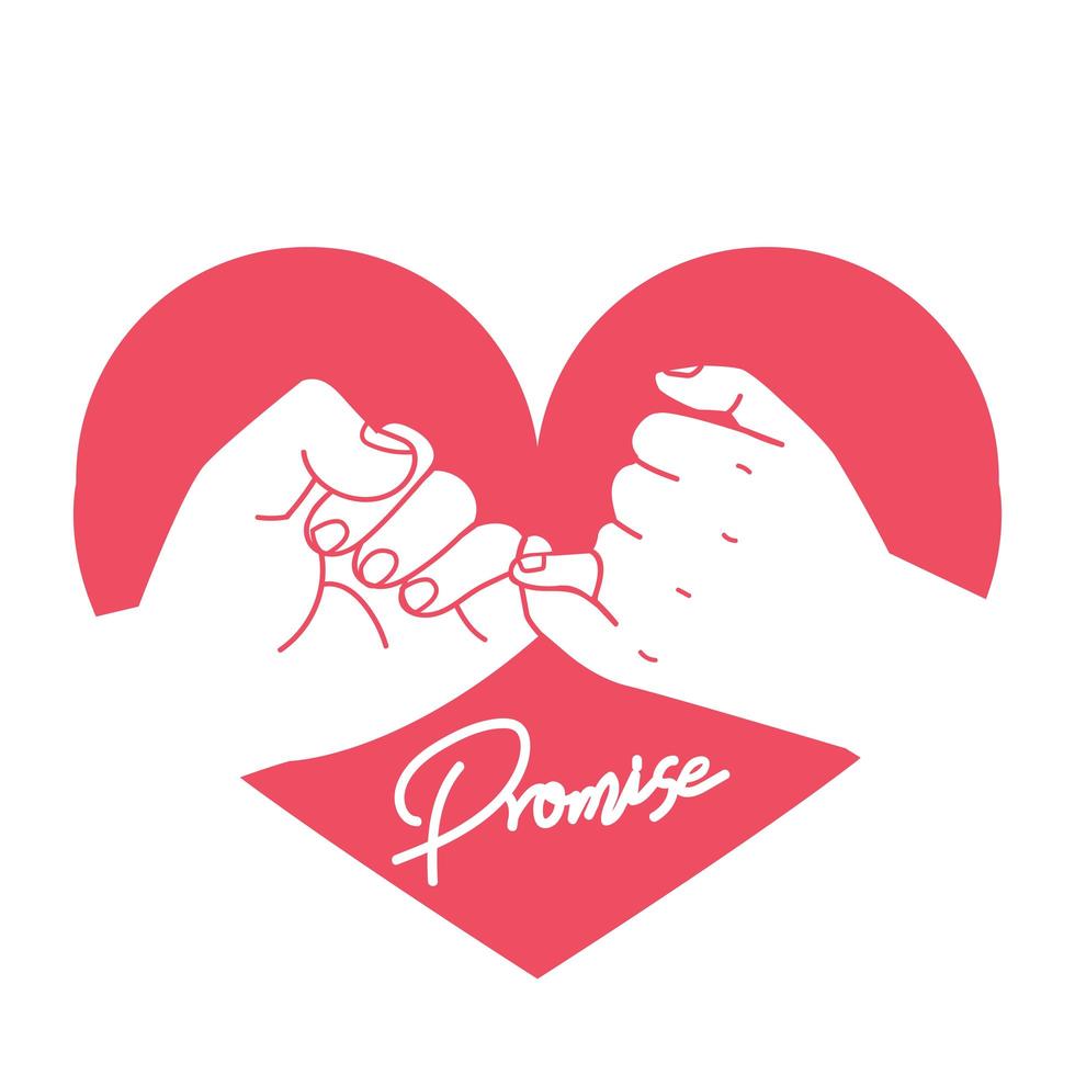 pinky promise hand gesture with heart vector