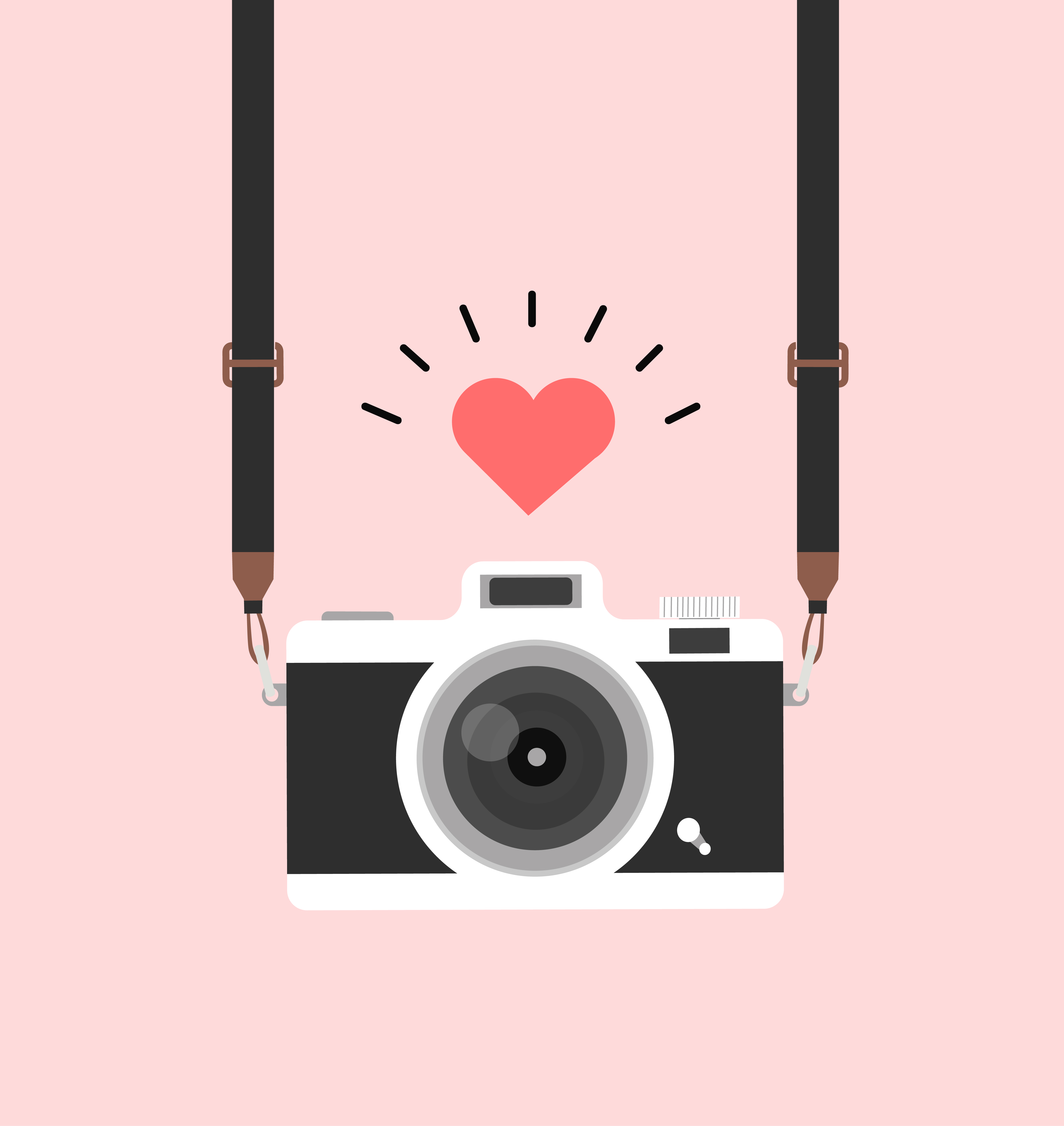 hanging vintage camera with heart on pink background 1883022 Vector Art