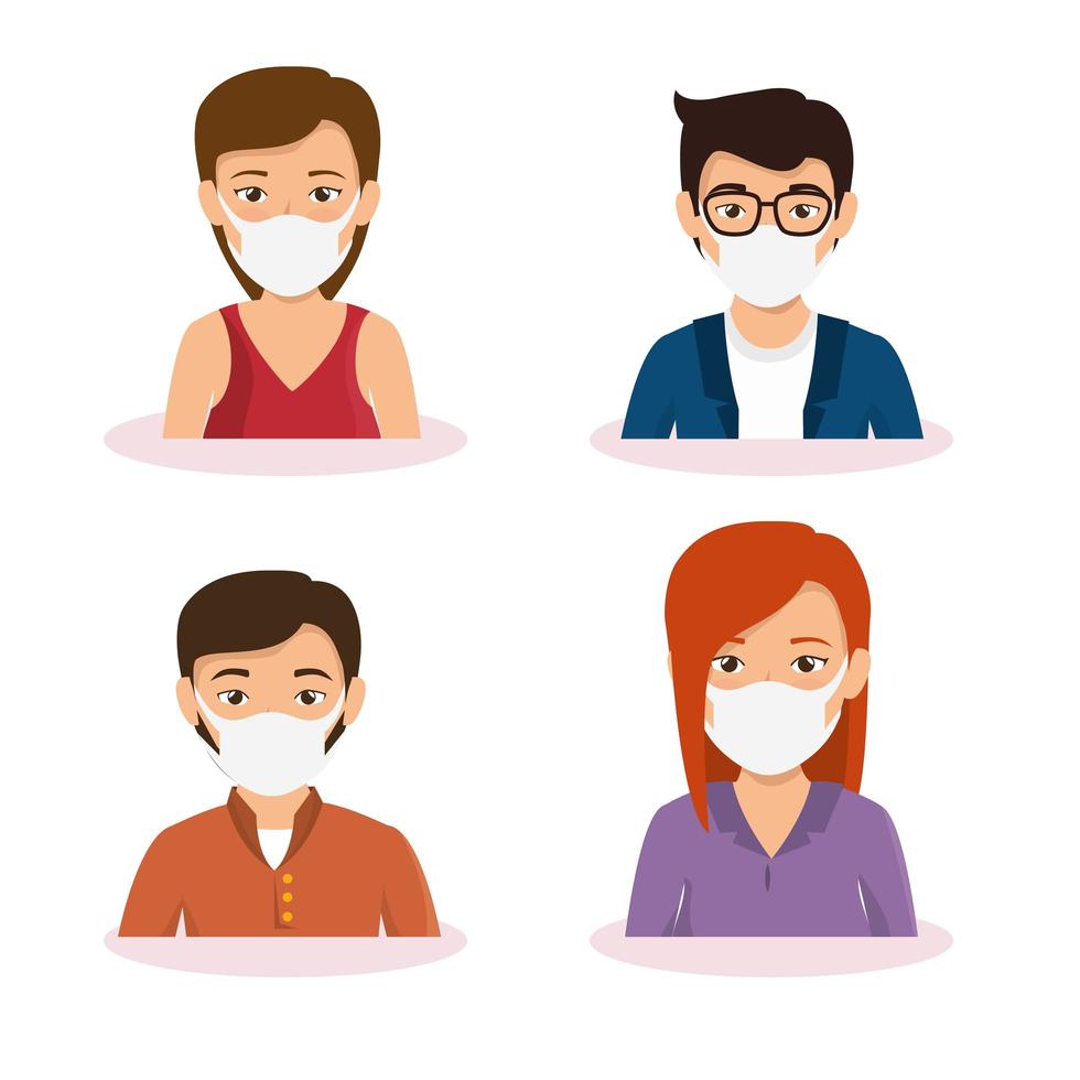 group of business people using face mask vector