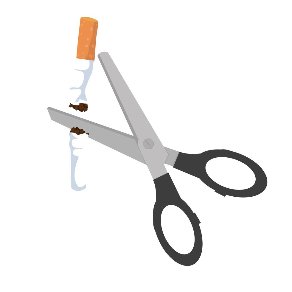 Scissors cutting a cigarrette vector illustration