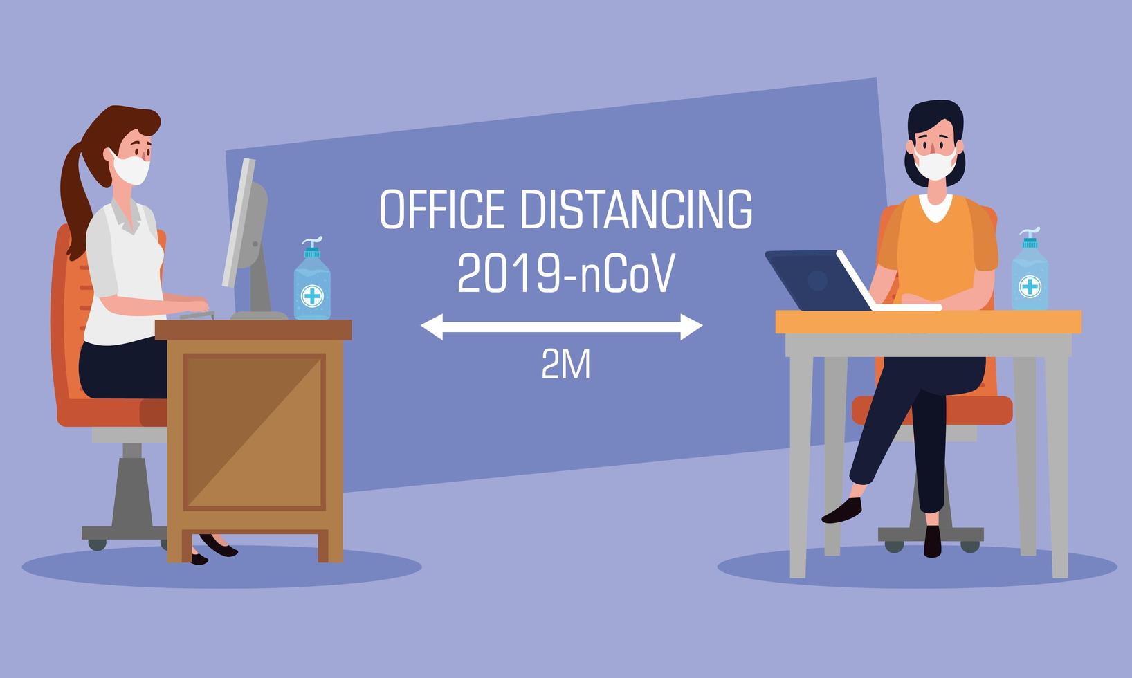 campaign of social distancing at office for covid 19 vector