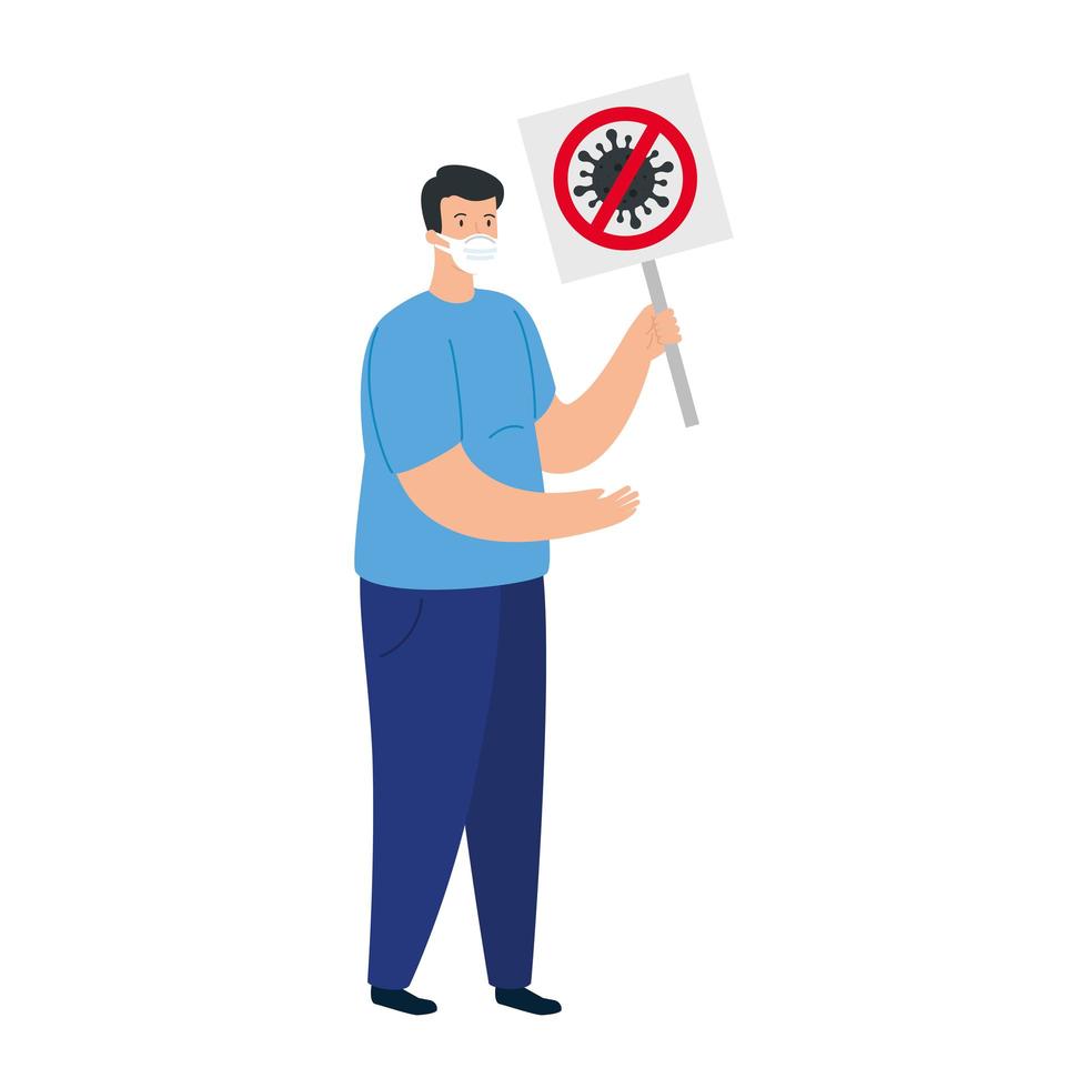 campaign of stop 2019 ncov with man using face mask vector