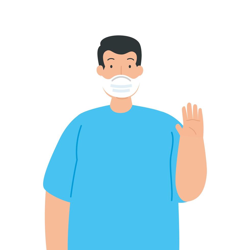 man using face mask isolated icon vector