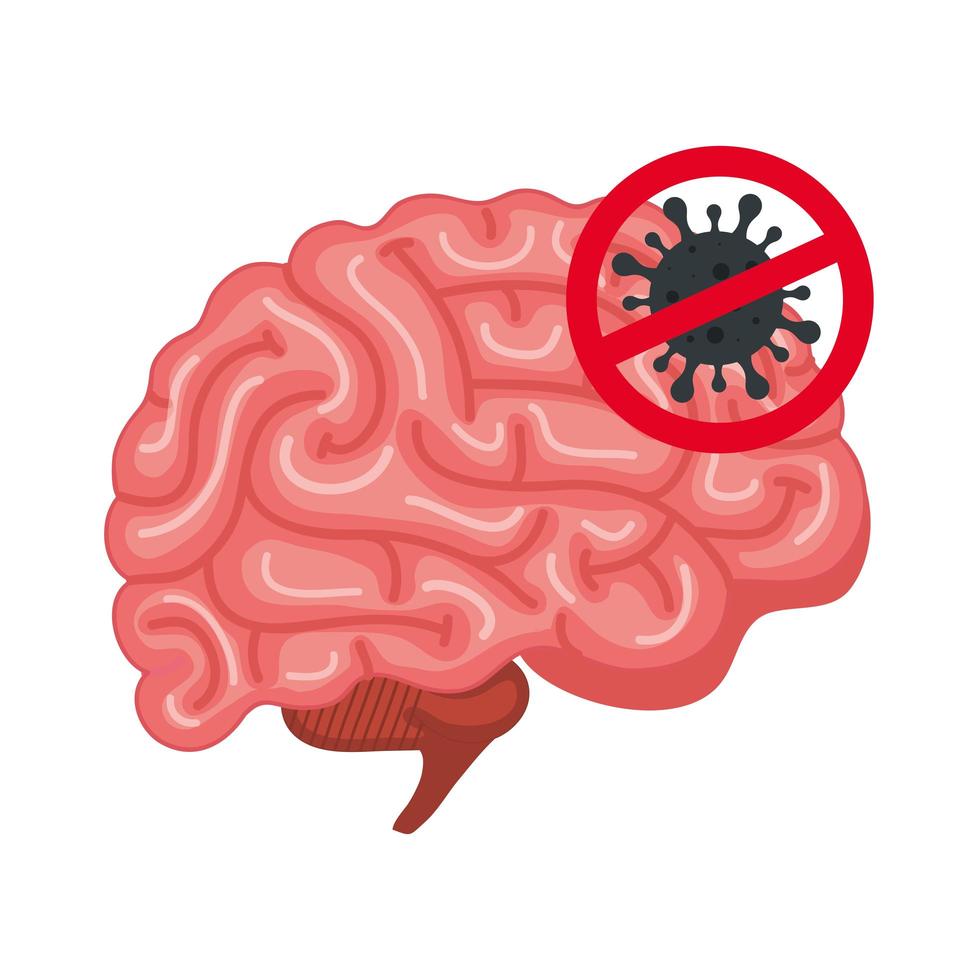 brain with stop covid19 signal vector