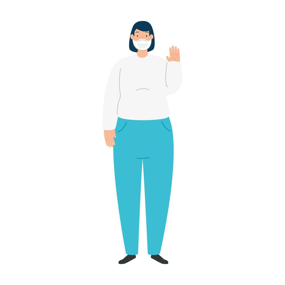 woman using face mask isolated icon vector