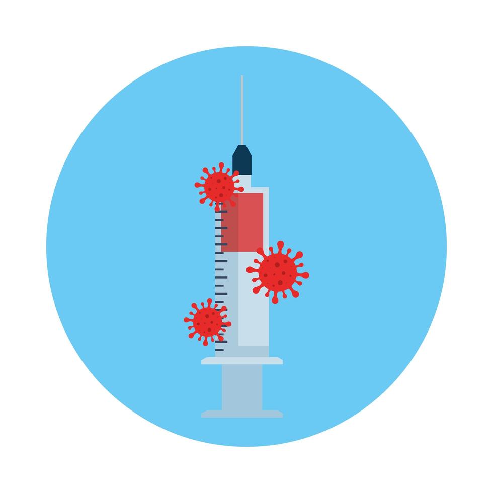 injection syringe with particles covid 19 vector