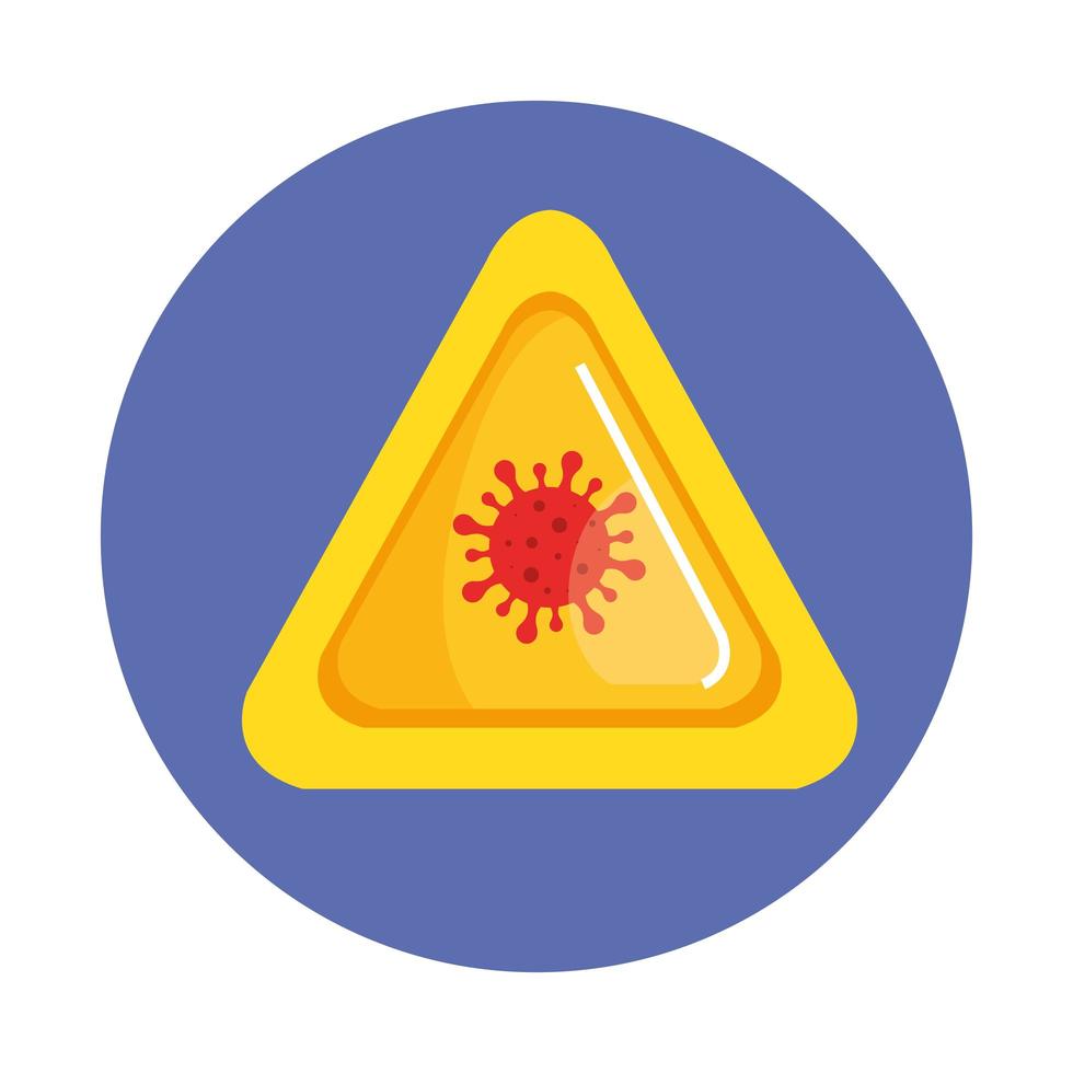 triangle warning with particle covid 19 vector