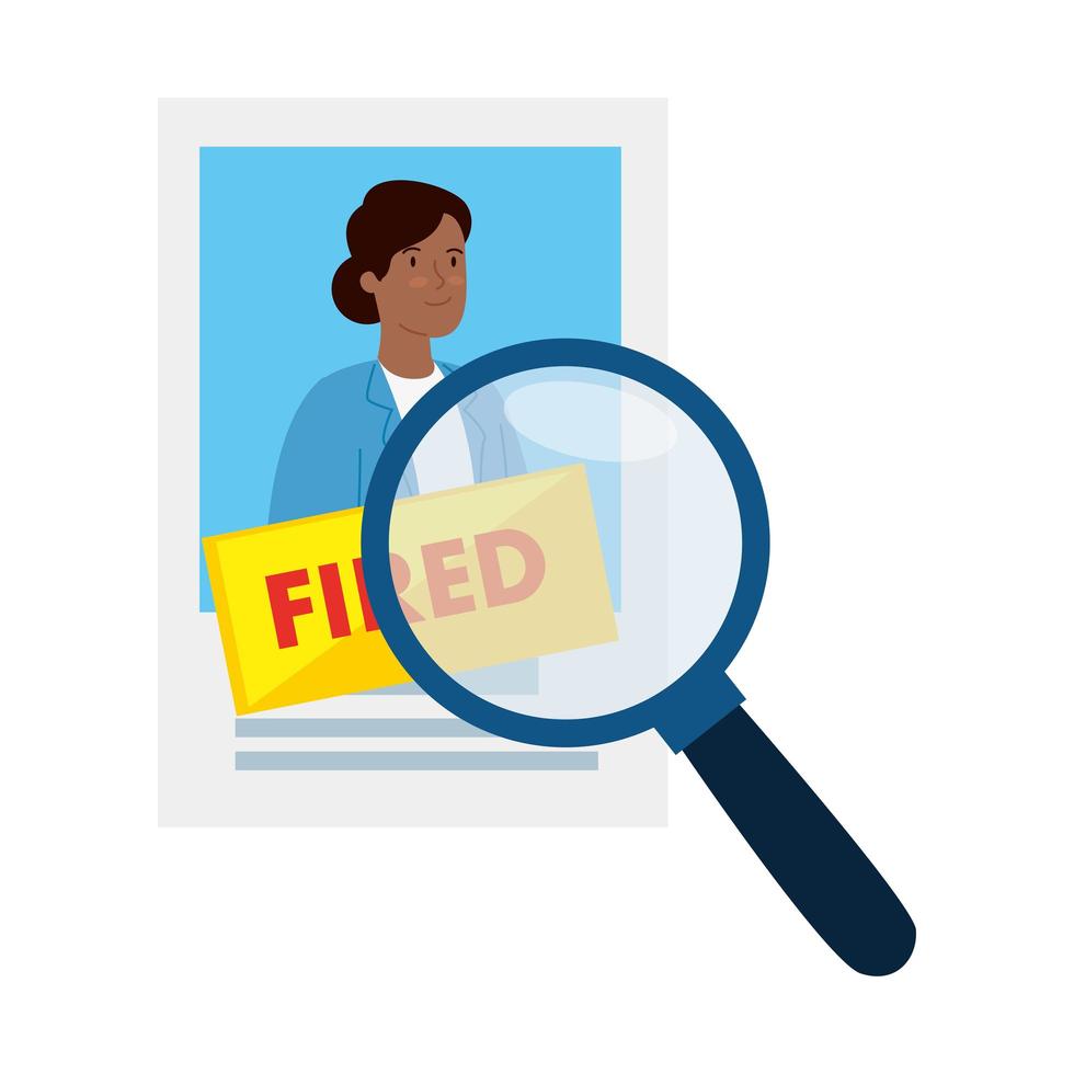 photography of woman unemployed with magnifying glass vector