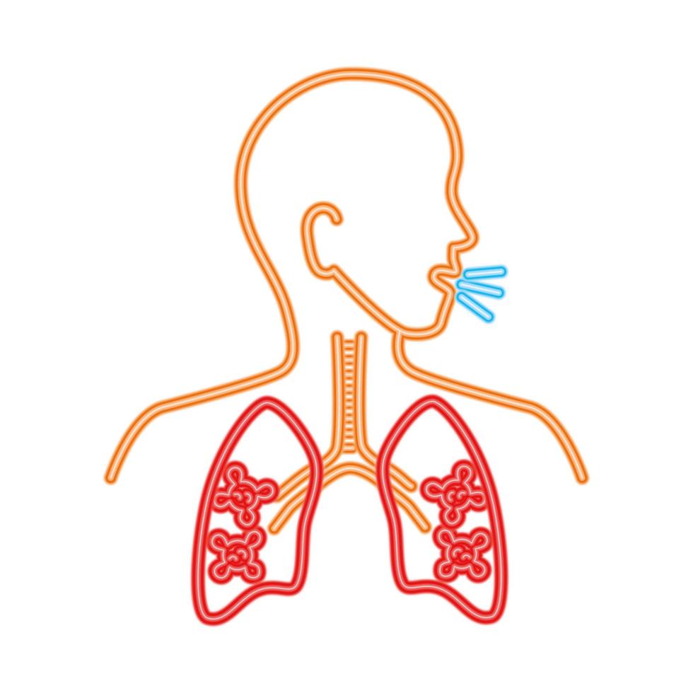 coronavirus enfermedad pulmonar, infección de partículas pulmonares en el ser humano, estilo de línea vector