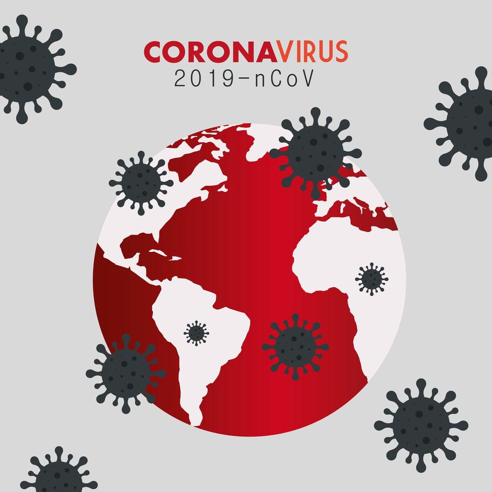 planeta tierra con partículas ncov 2019 vector