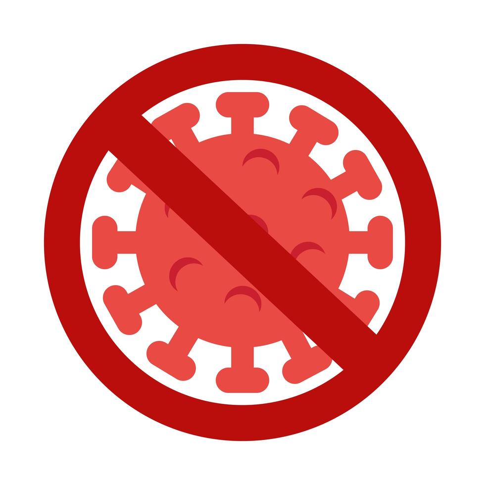 icon of coronavirus cell in prohibited sign, concept stop 2019ncov vector