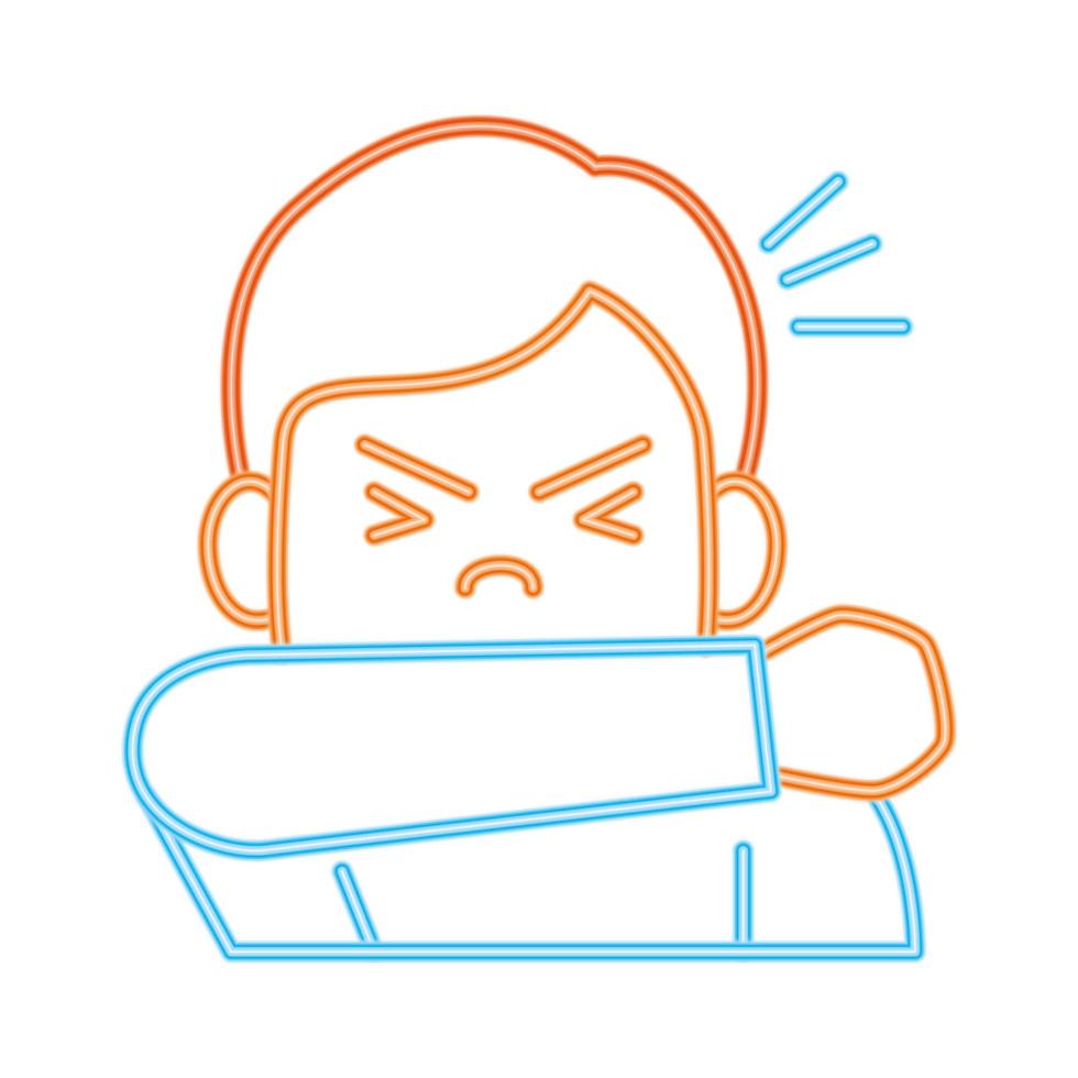 man sneezing in elbow, line style vector