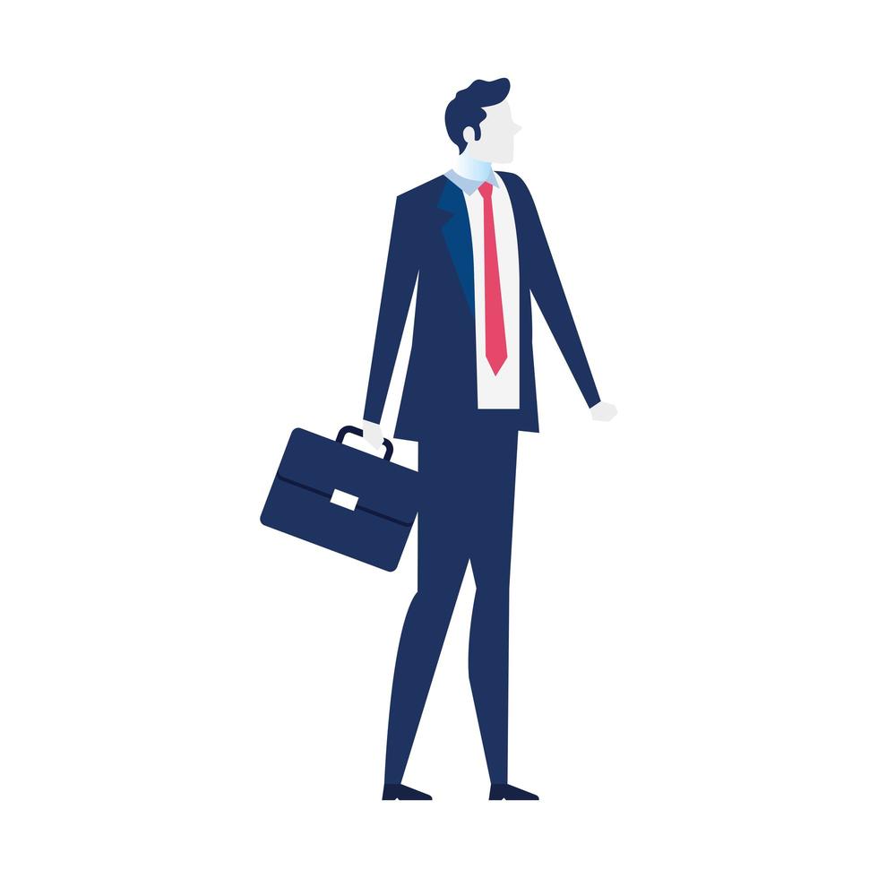 young businessman, wearing working outfit with briefcase vector