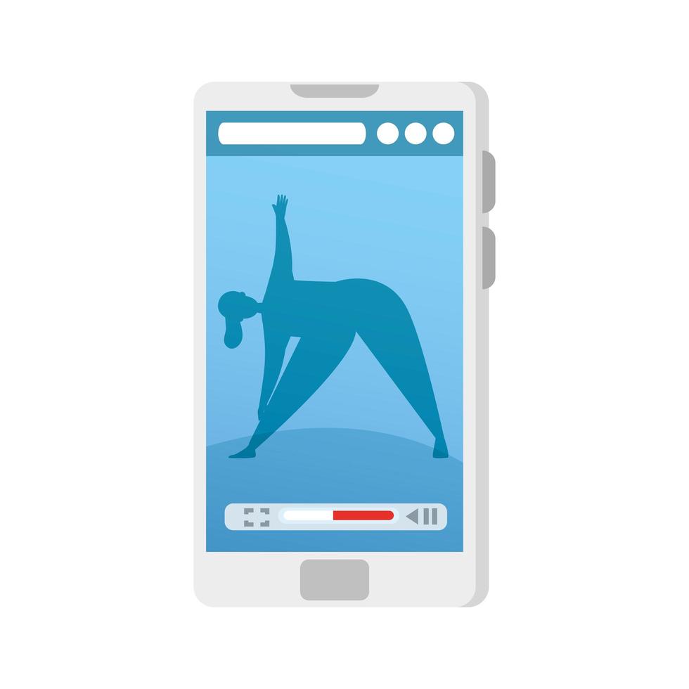 smartphone device with application yoga online, healthy lifestyle vector