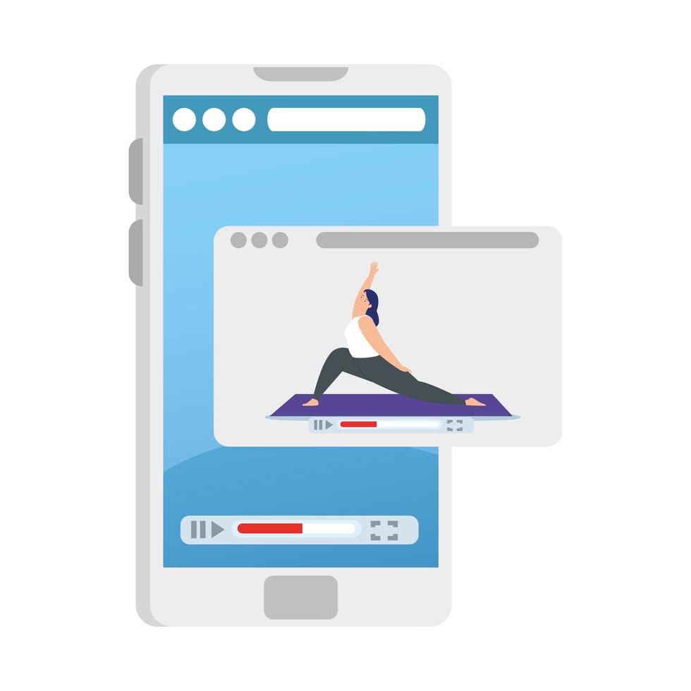 smartphone device with application yoga online, healthy lifestyle vector