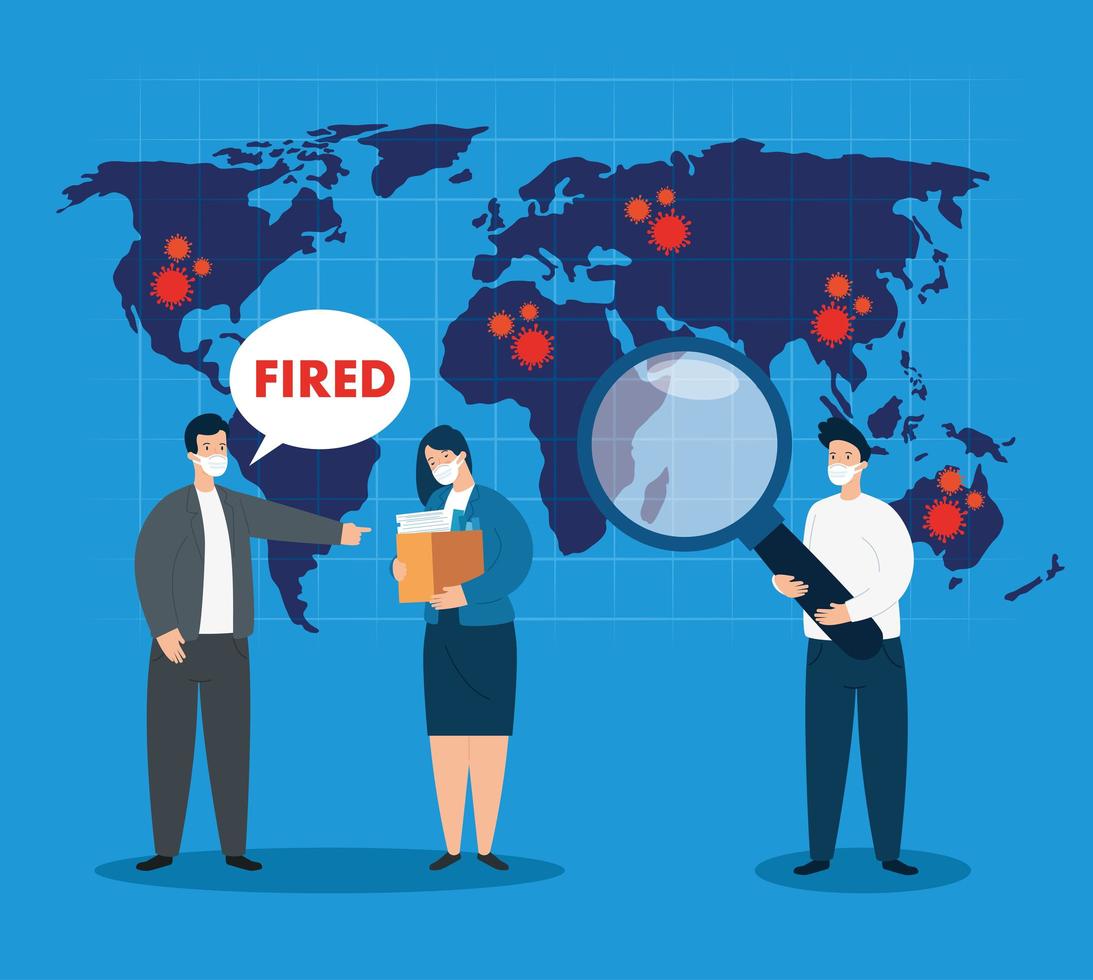 business people fired of work for covid 19 pandemic vector