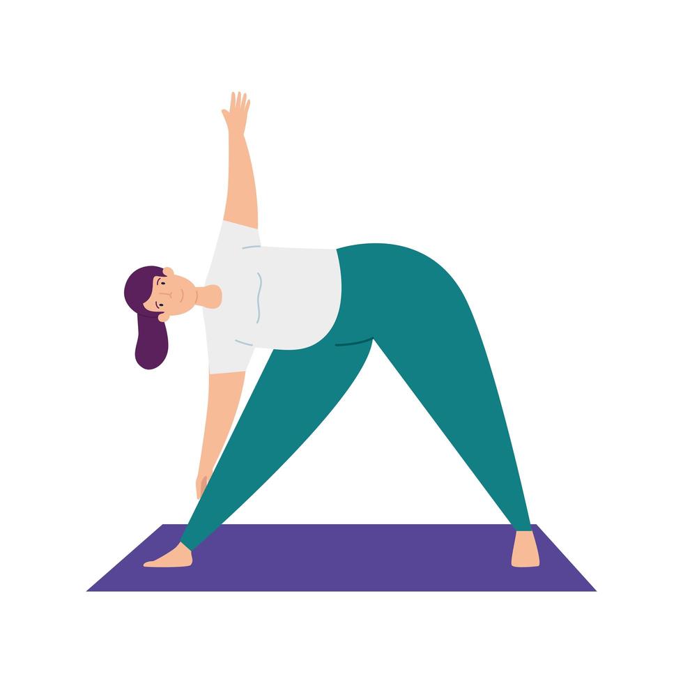 woman stretching movements to flex stiff muscles and refresh the mind vector