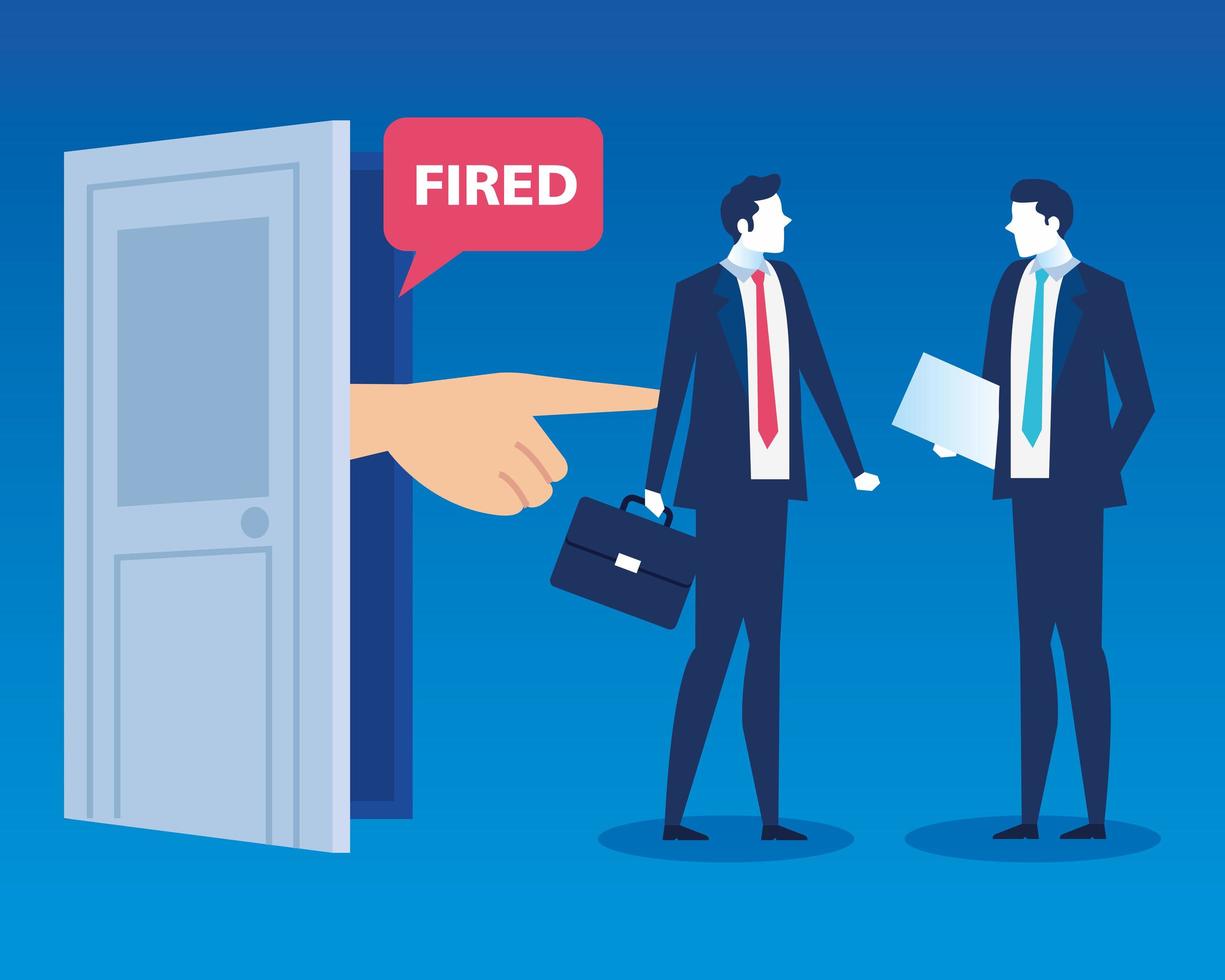 businessmen sad fired, dismissal, unemployment, jobless and employee job reduction concept vector