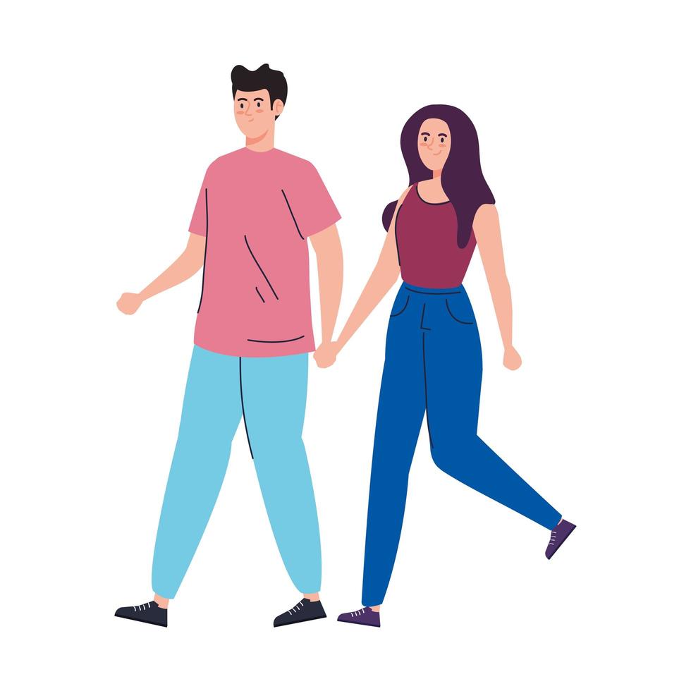 Pareja de enamorados, adorable pareja, mujer y hombre feliz sobre fondo blanco. vector