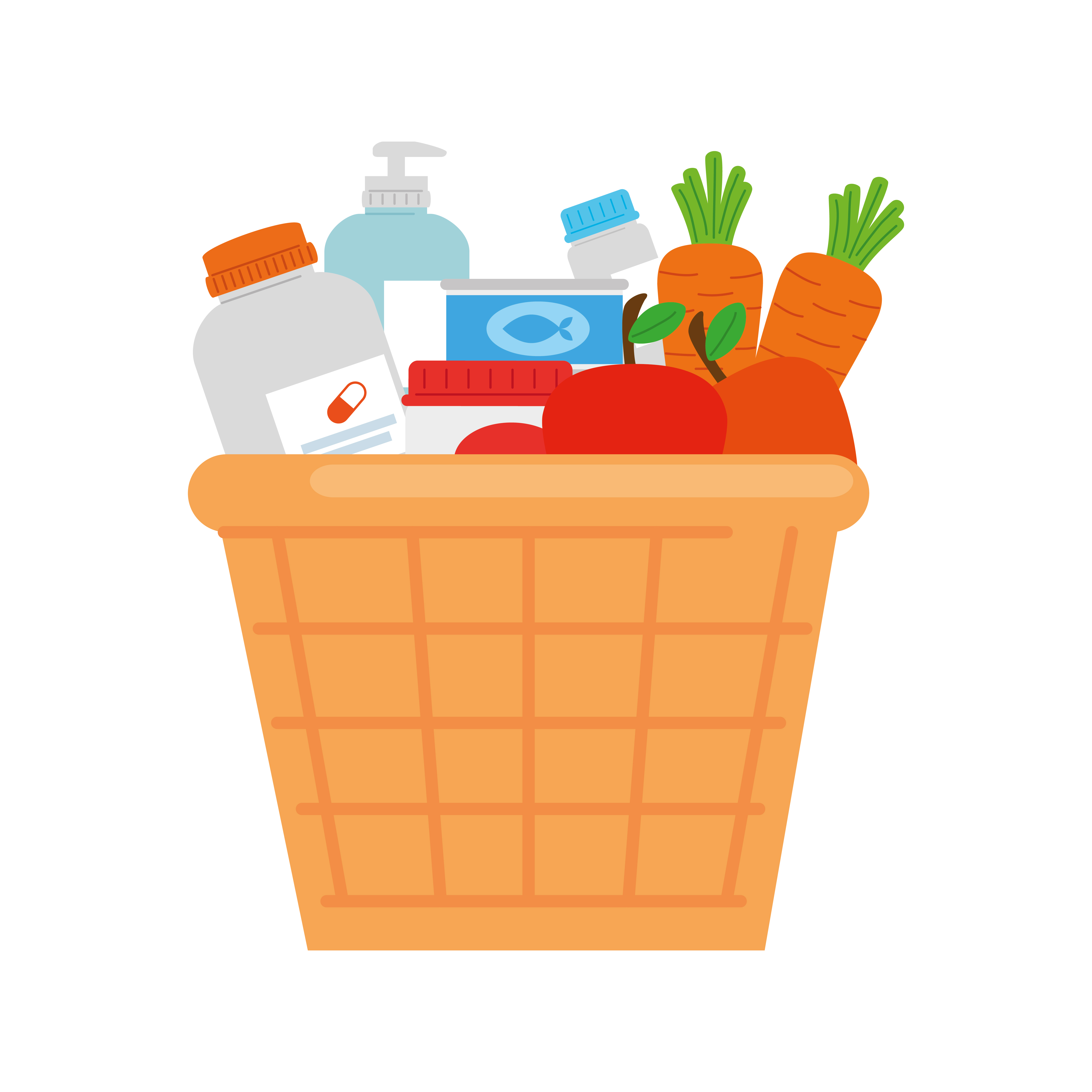 donation basket wicker food, social care, volunteering and charity