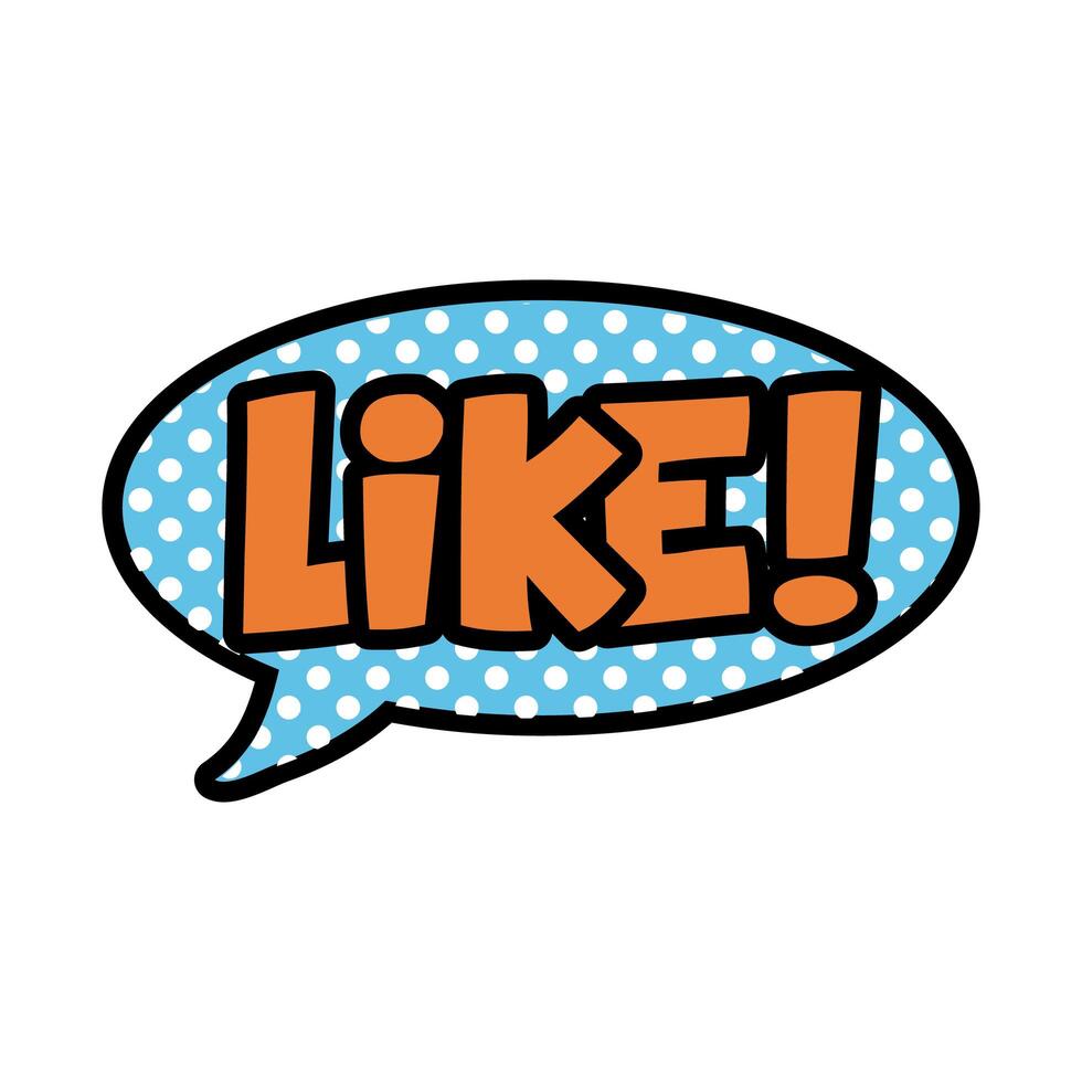 speech bubble with expression like, word pop art flat style vector