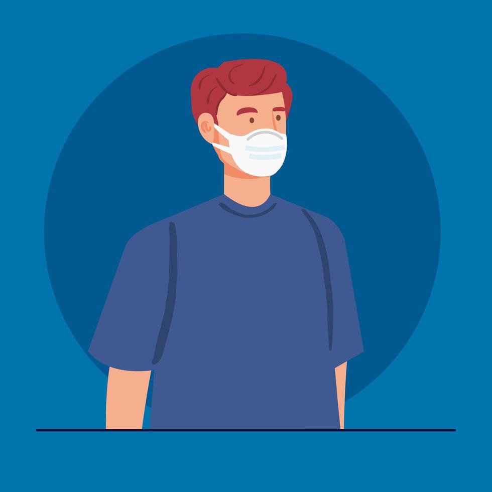 man using protective surgical mask for covid 19 prevention vector