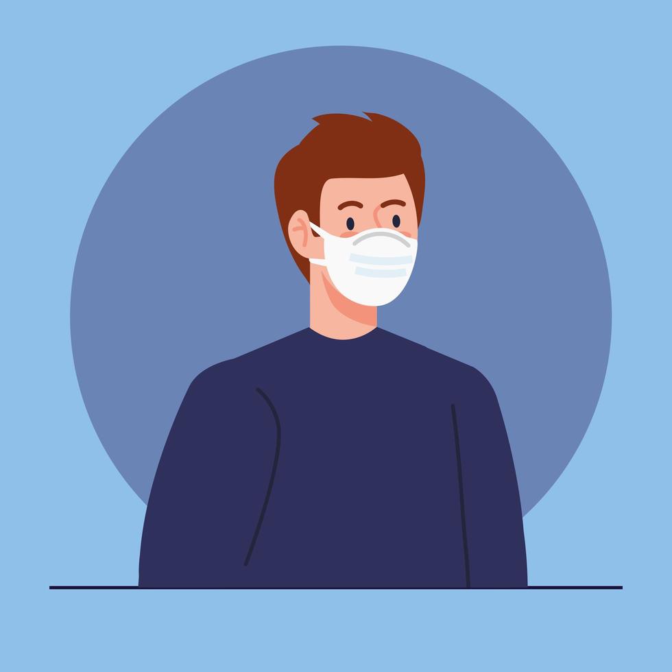man using protective surgical mask for covid 19 prevention vector